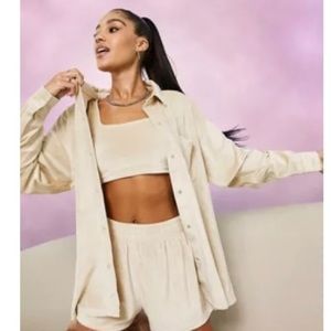 ASOS velour shorts and shirt set